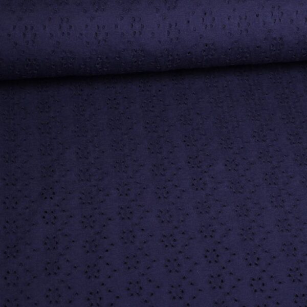 Jersey-Broderie-Stoff navy