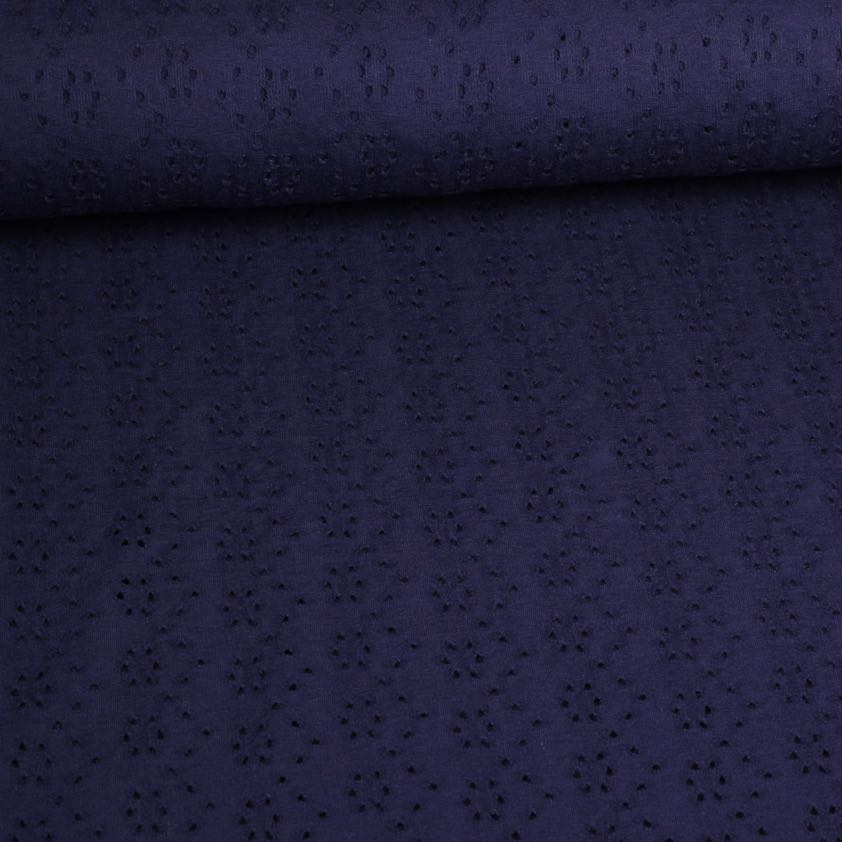 Jersey-Broderie-Stoff navy