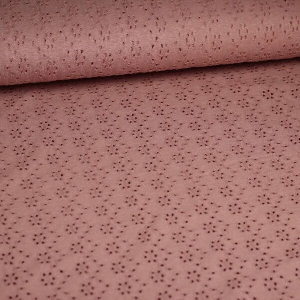 Jersey Broderie Stoff dunkel altrosa