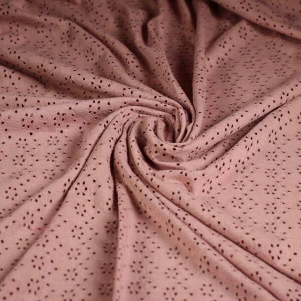 Jersey Broderie Stoff dunkel altrosa