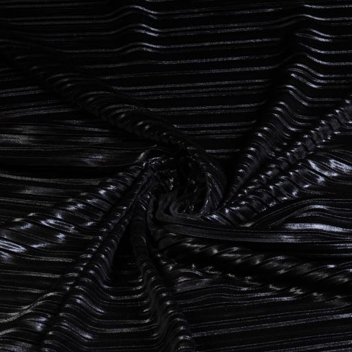 Plissé Jersey Stretch metallic schwarz