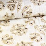 Katoen broderie retro bloem ecru