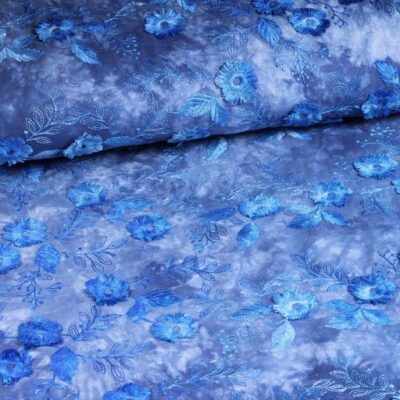 Poppy broderie tie dye blau