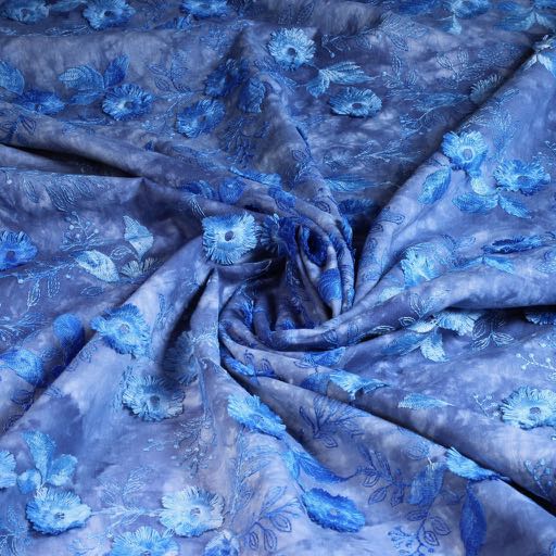 Poppy broderie tie dye blau