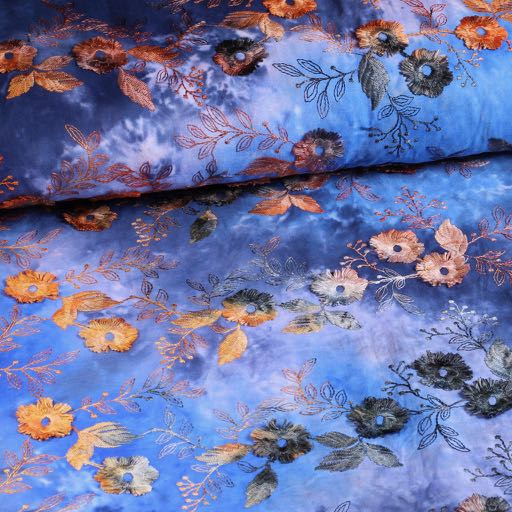 Poppy broderie tie dye blau braun