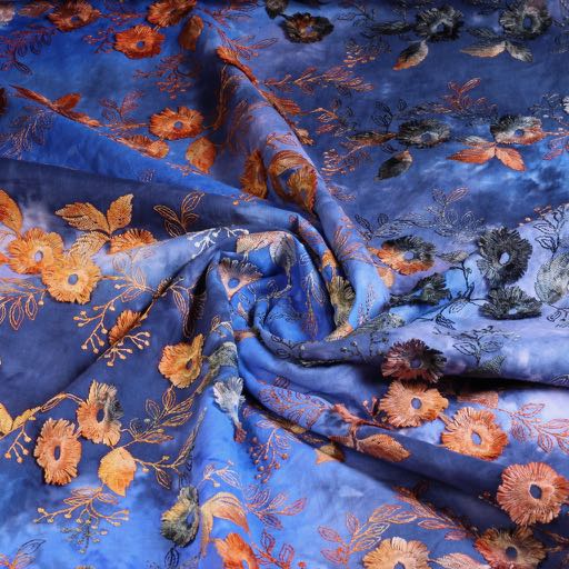 Poppy broderie tie dye blau braun