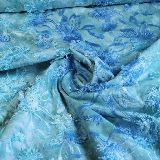 Baumwoll-Stickerei Tie Dye aqua