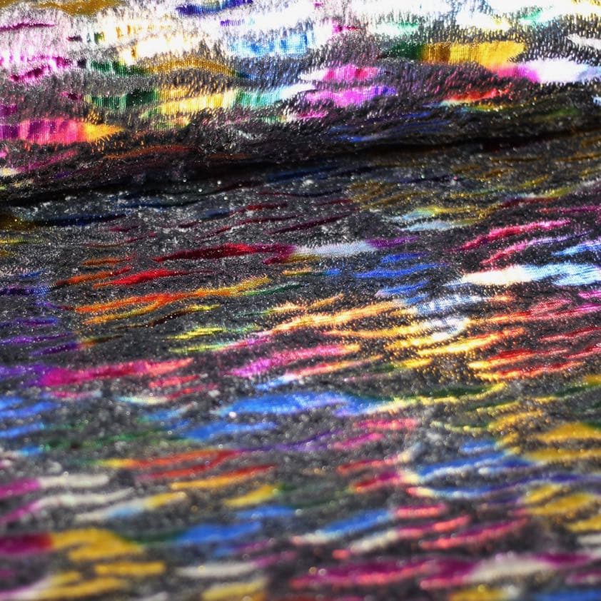 Imitationfell schwarz multicolor Foil Streifen