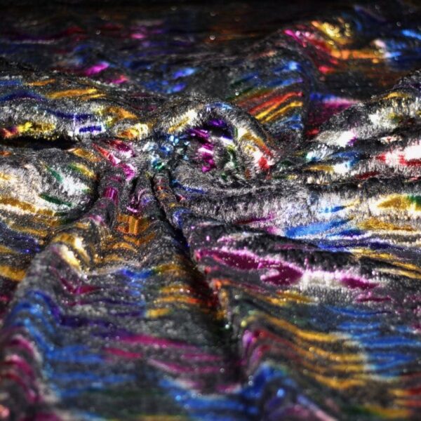 Imitationfell schwarz multicolor Foil Streifen