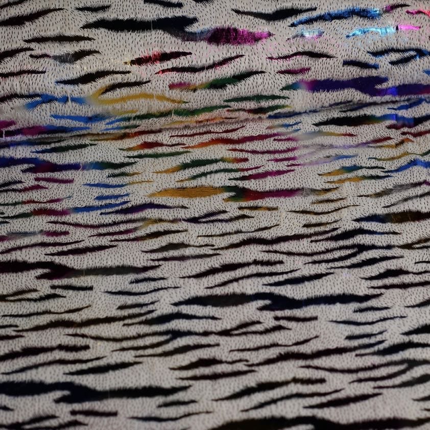 Kunstfell weiß multicolor Foil Streifen