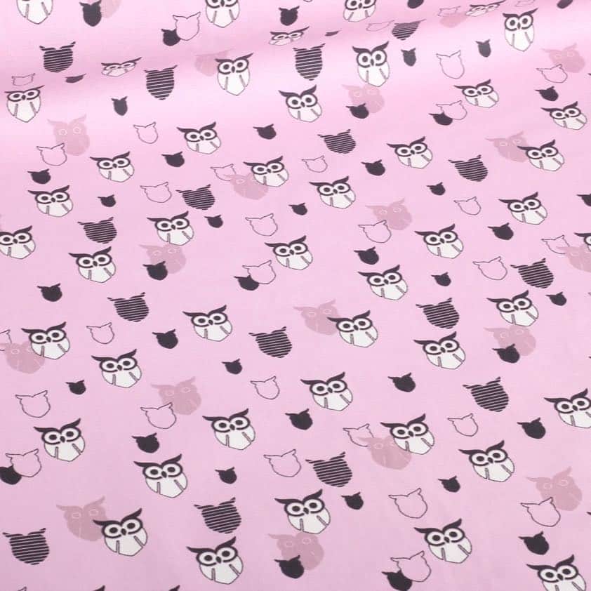 Poplin-Stoff Eule rosa