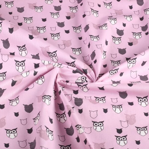 Poplin-Stoff Eule rosa