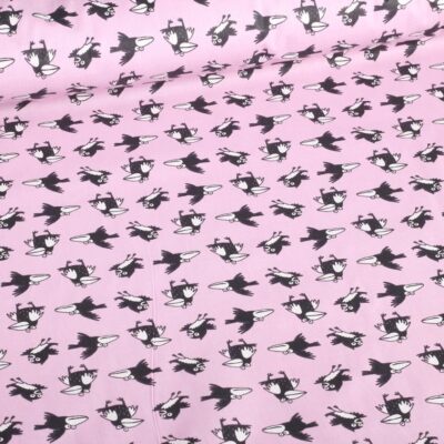 Poplin-Stoff Krähe rosa