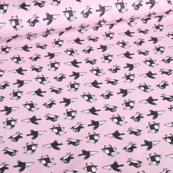 Poplin-Stoff Krähe rosa