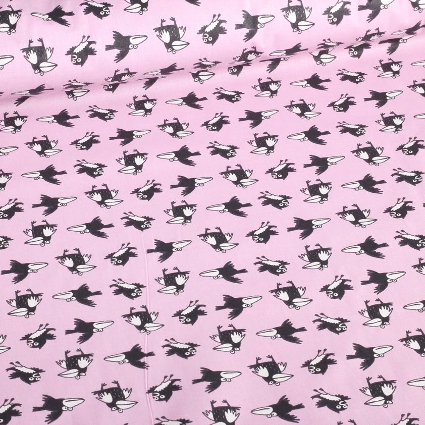 Poplin-Stoff Krähe rosa