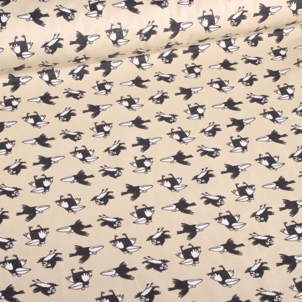 Poplin-Stoff Krähe beige