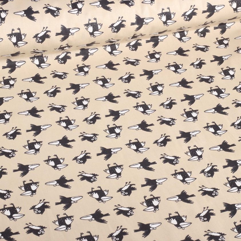 Poplin-Stoff Krähe beige