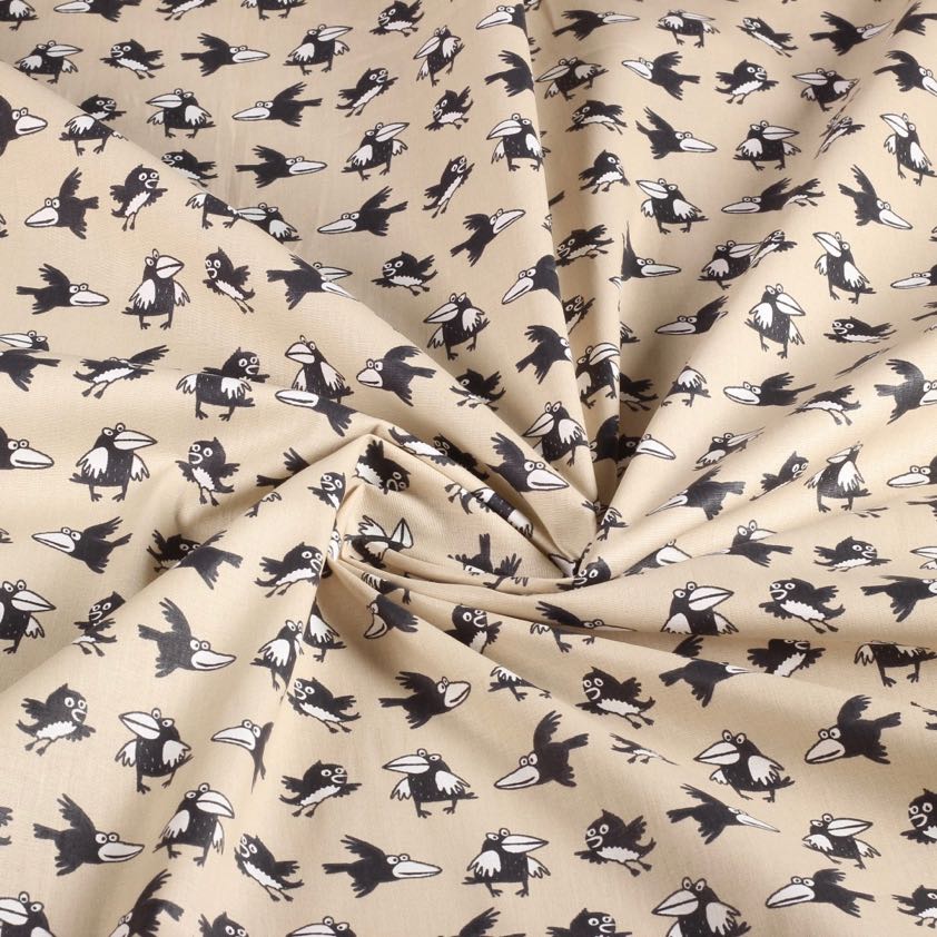 Poplin-Stoff Krähe beige