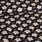 Poplin stof fantasie margriet zwart