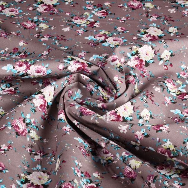 Poplin-Stoff Blümchen grau