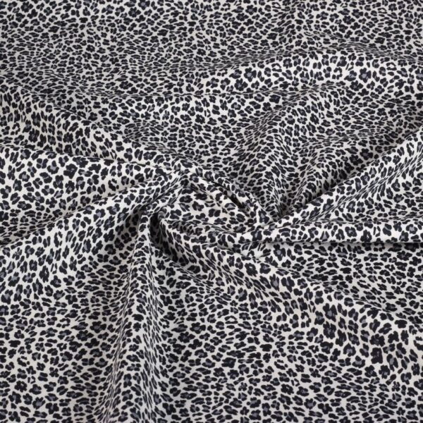 Katoen-Stoff Leopard grau