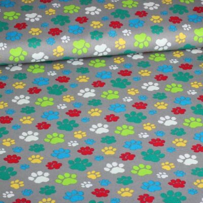 Katoen Hundenpfoten grau