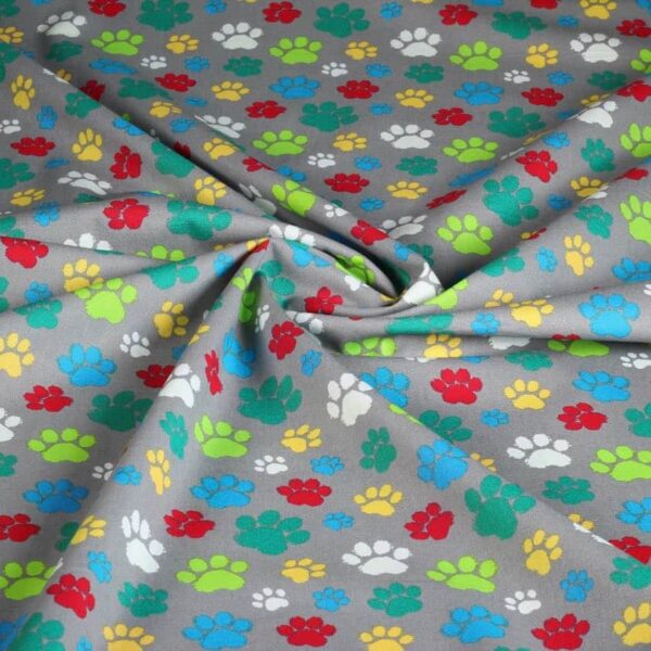 Katoen Hundenpfoten grau