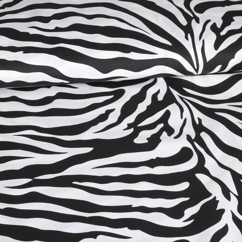 Poplin-Stoff Zebra schwarz weiß