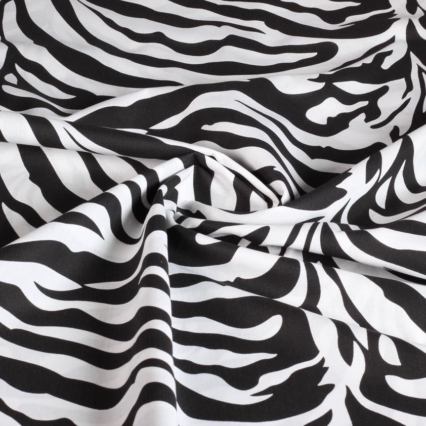 Poplin-Stoff Zebra schwarz weiß