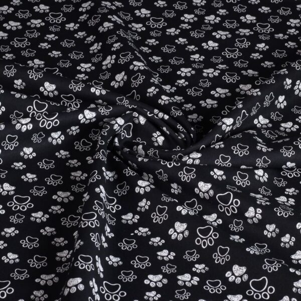 Poplin-Stoff Hundepfoten schwarz-weiß