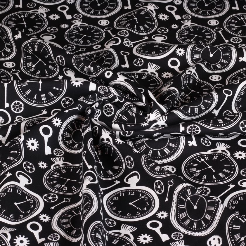 Poplin-Stoff Uhr schwarz