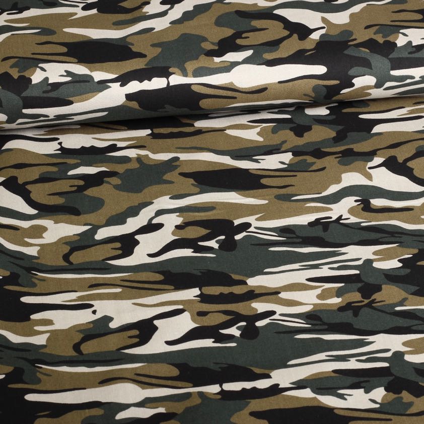 Poplin-Stoff Camouflage grün