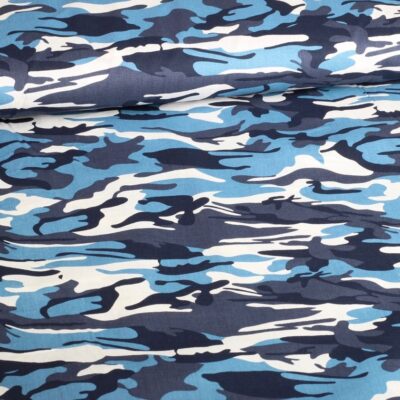 Poplin-Stoff Camouflage blau