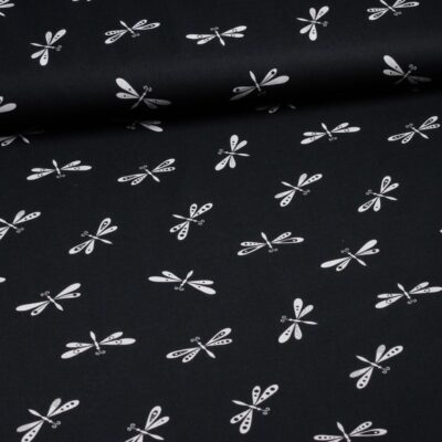 Poplin-Stoff Libelle schwarz-weiß
