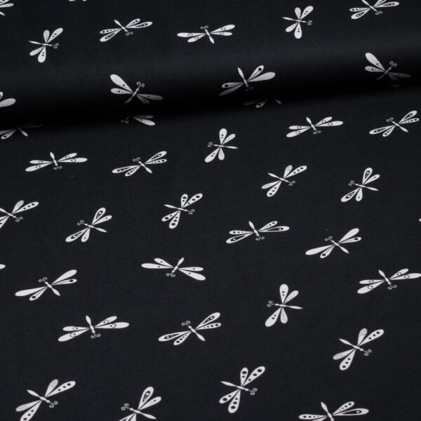 Poplin-Stoff Libelle schwarz-weiß