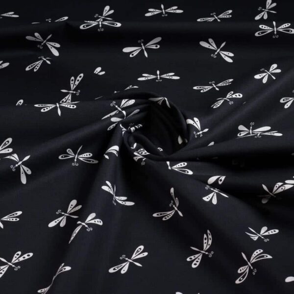 Poplin-Stoff Libelle schwarz-weiß