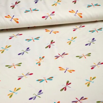 Poplin-Stoff Libelle multicolor beige
