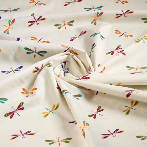 Poplin-Stoff Libelle multicolor beige
