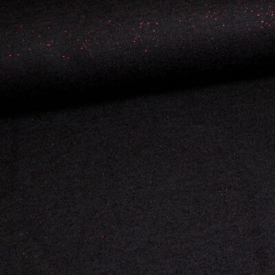 Jersey stretch schwarz/glitter rot