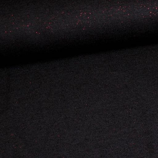 Jersey stretch schwarz/glitter rot