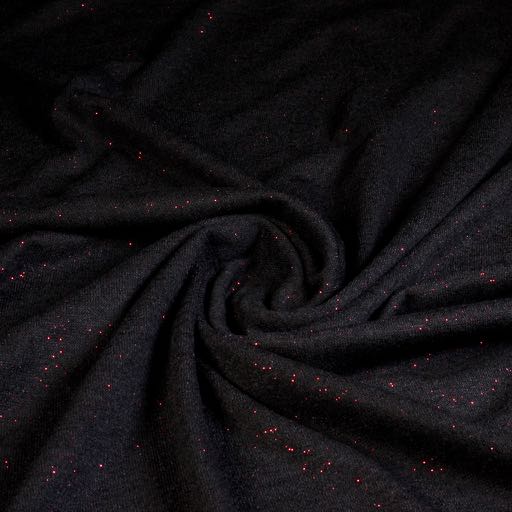 Jersey stretch schwarz/glitter rot