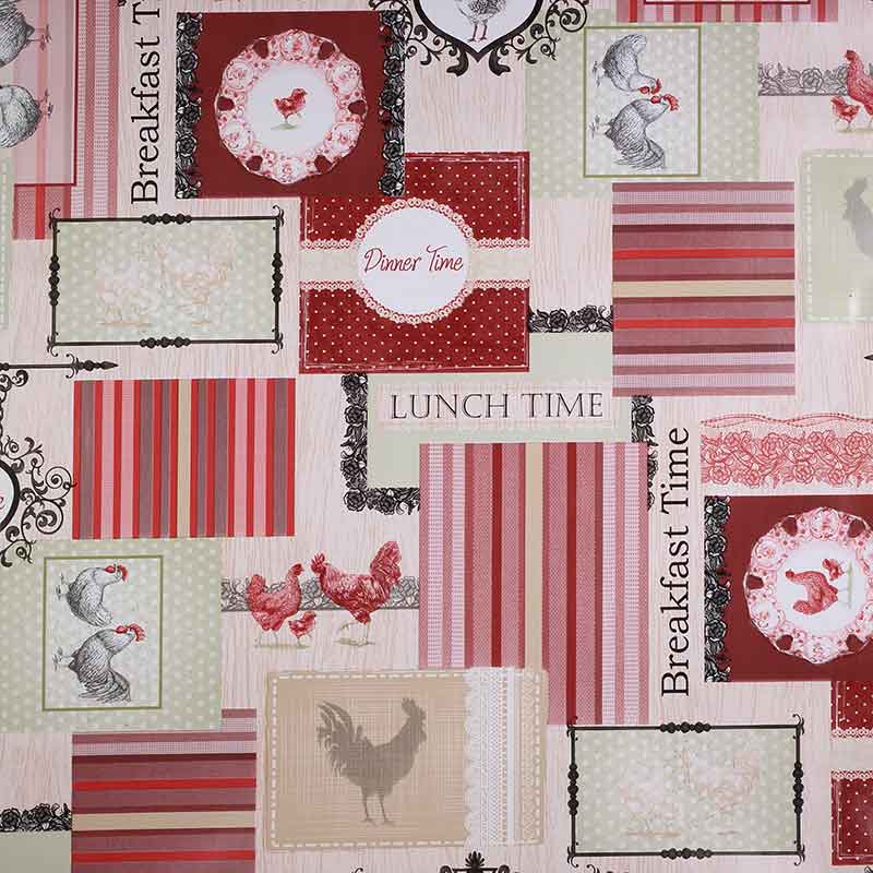 Tischdecke deluxe Huhn/Hahn/Küken rot