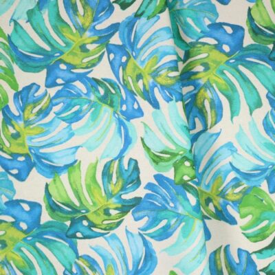 Tafelzeil Leinenlook Blume blau