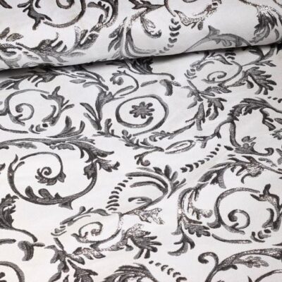 Barock Jacquard Weiß/Silber