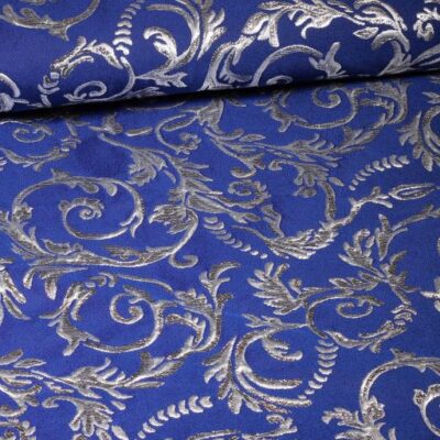 Barock-Jacquard kobalt/silber