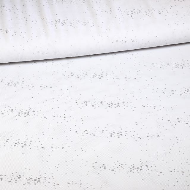 Glitter Spot Mesh Stoff Weiß