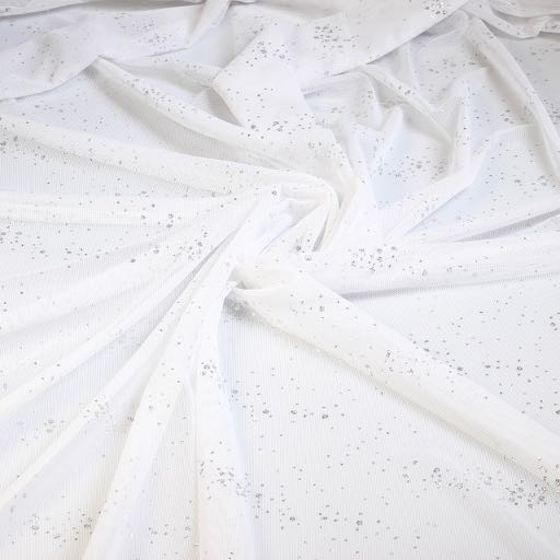 Glitter Spot Mesh Stoff Weiß