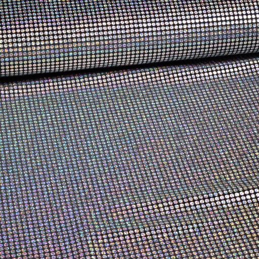 Samt Stoff Stretch Hologramm Pailletten Silber