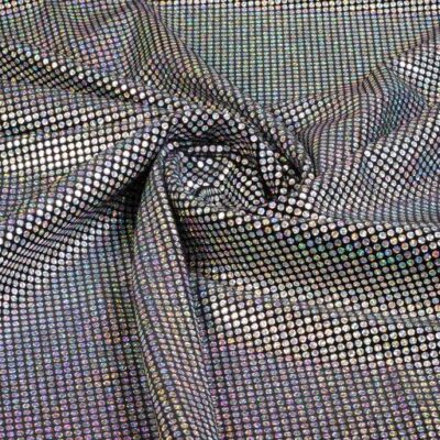 Samt Stoff Stretch Hologramm Pailletten Silber