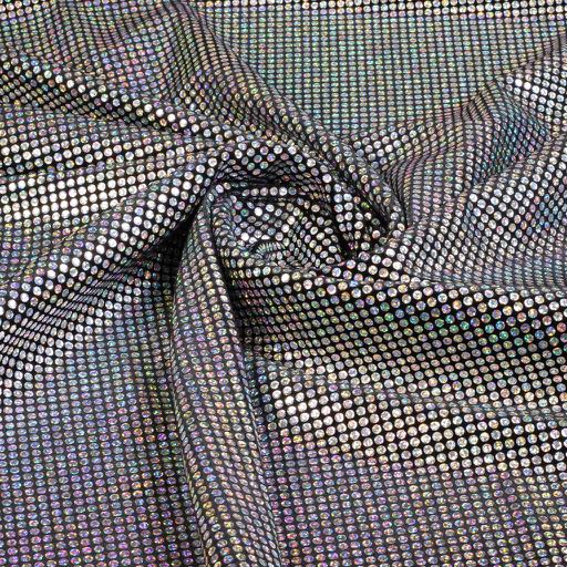 Samt Stoff Stretch Hologramm Pailletten Silber